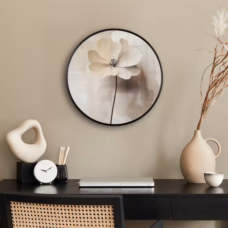 Ronde fotolijst - Bloem - Beige - Verf - Schaduw — 3