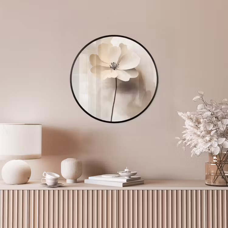 Ronde fotolijst - Bloem - Beige - Verf - Schaduw — 5