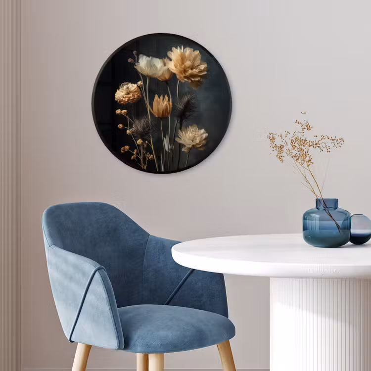 Ronde fotolijst - Boeket - Bloemen - Licht - Zwart — 4