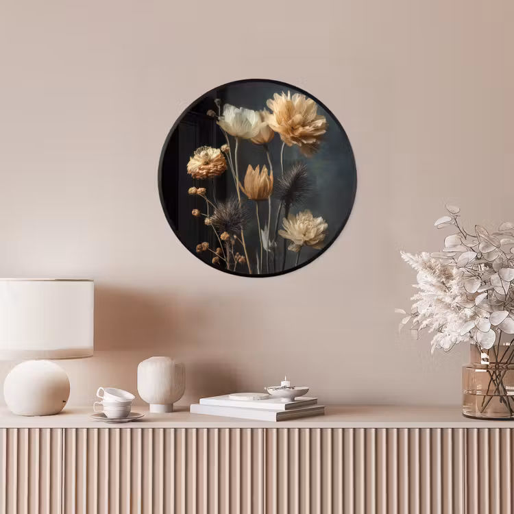 Ronde fotolijst - Boeket - Bloemen - Licht - Zwart — 5