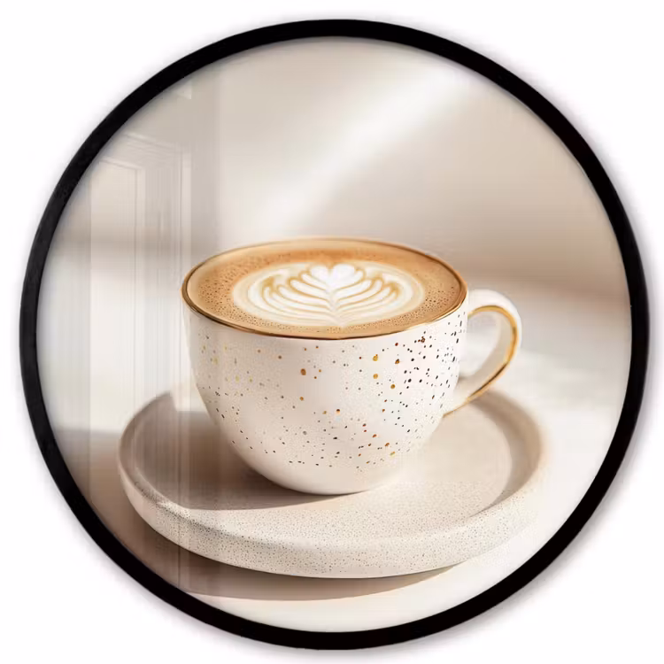 Ronde fotolijst - Cappuccino - Schuim - Schotel - Beige — 1