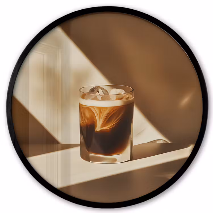 Ronde fotolijst - Glas - Ijskoffie - Schaduw - Bruin — 1
