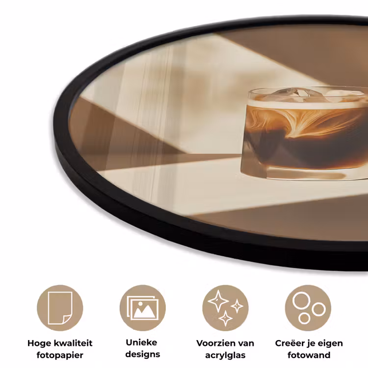 Ronde fotolijst - Glas - Ijskoffie - Schaduw - Bruin — 2