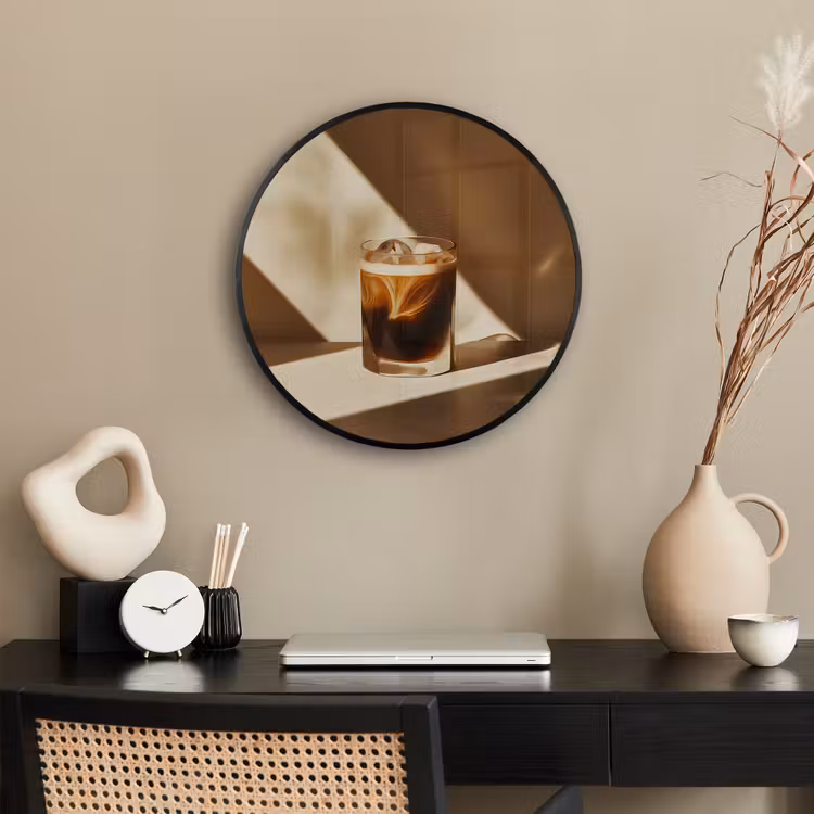 Ronde fotolijst - Glas - Ijskoffie - Schaduw - Bruin — 3