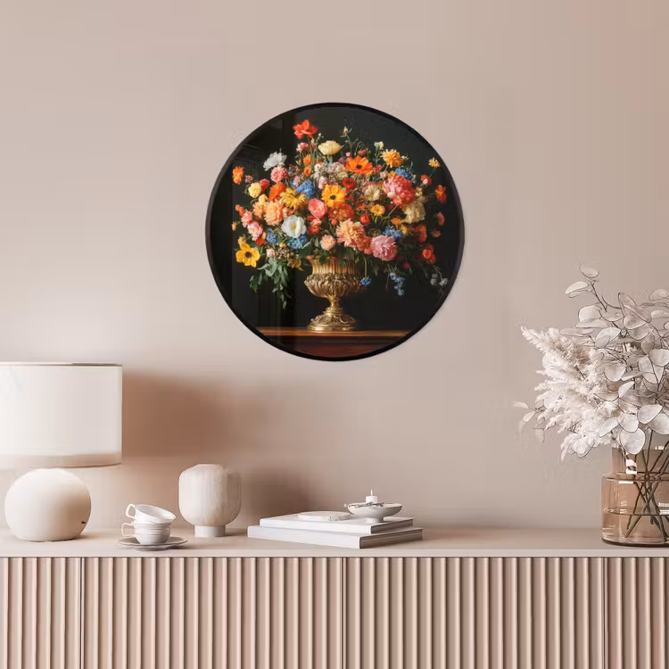 Ronde fotolijst - Goud - Bloemen - Kleuren - Vaas — 5