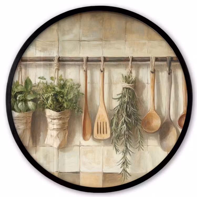Ronde fotolijst - Hout - Keukengerei - Stilleven - Tegels — 1