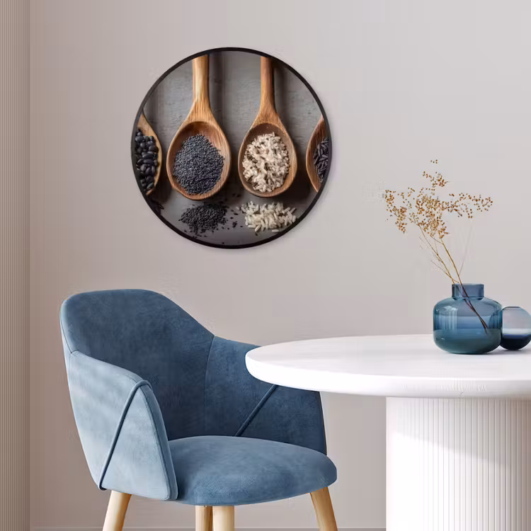 Ronde fotolijst - Houten - Lepels - Rijst - Zaden — 4