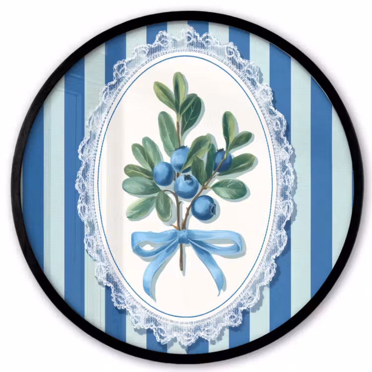 Ronde fotolijst - Illustratie - Bessen - Blauw - Strepen — 1