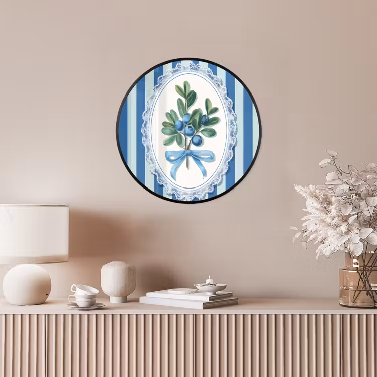 Ronde fotolijst - Illustratie - Bessen - Blauw - Strepen — 5