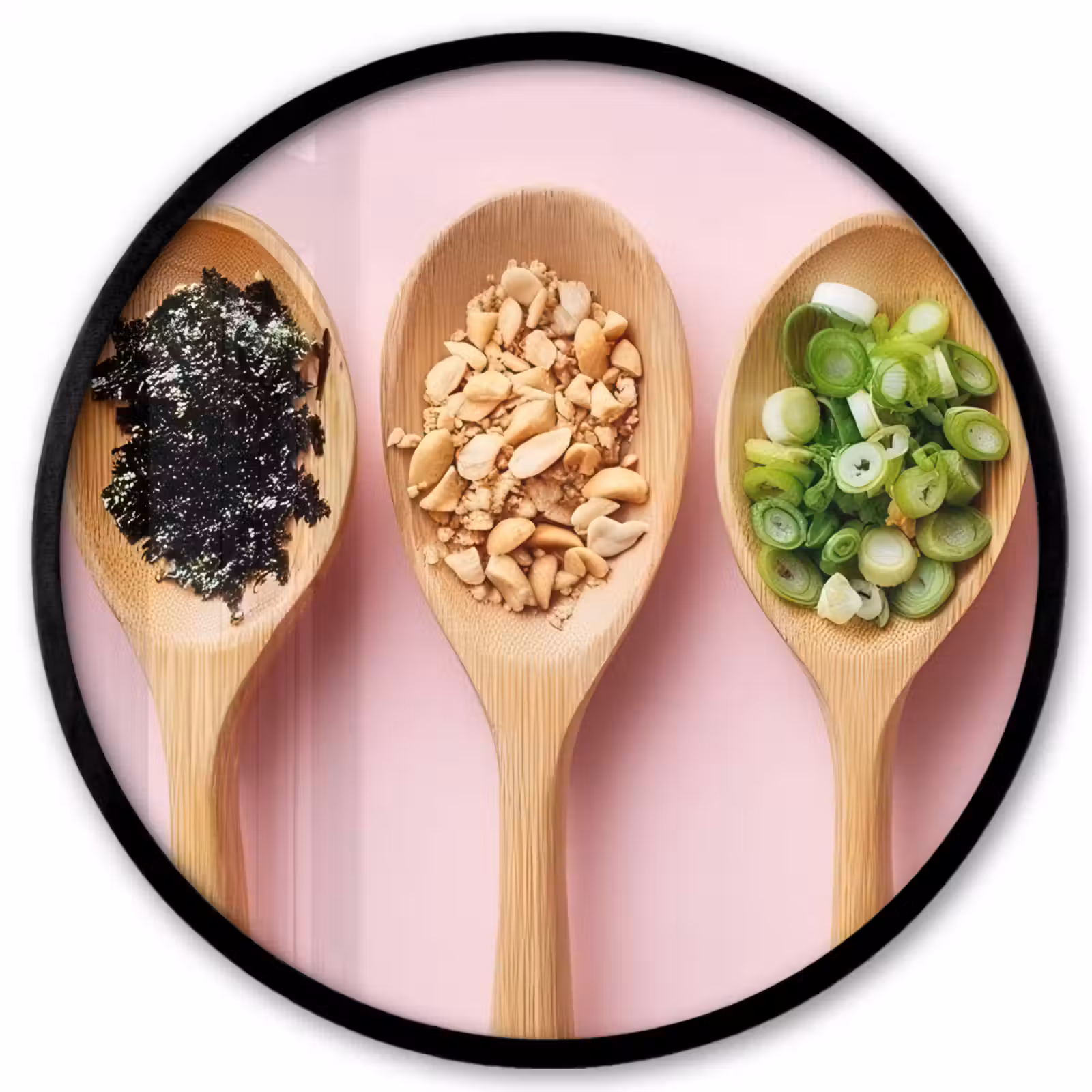 Ronde fotolijst - Ingrediënten - Lepels - Hout - Roze — 1