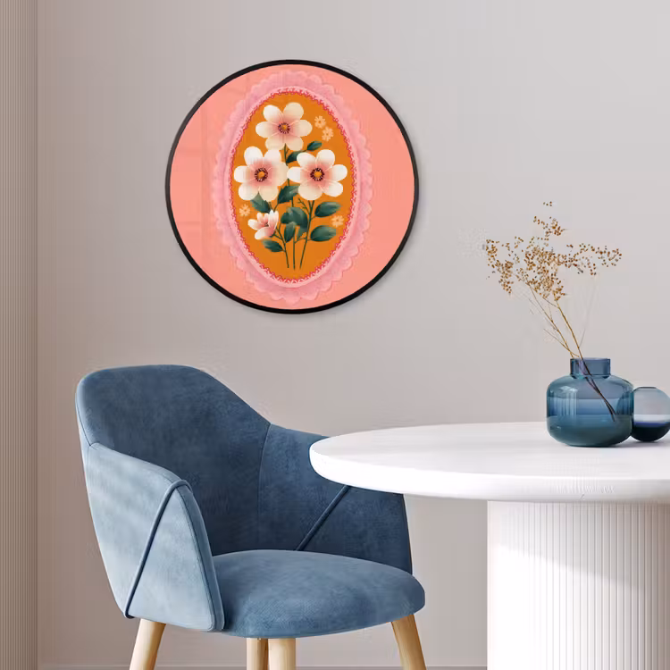 Ronde fotolijst - Illustratie - Bloemen - Rand - Roze — 4