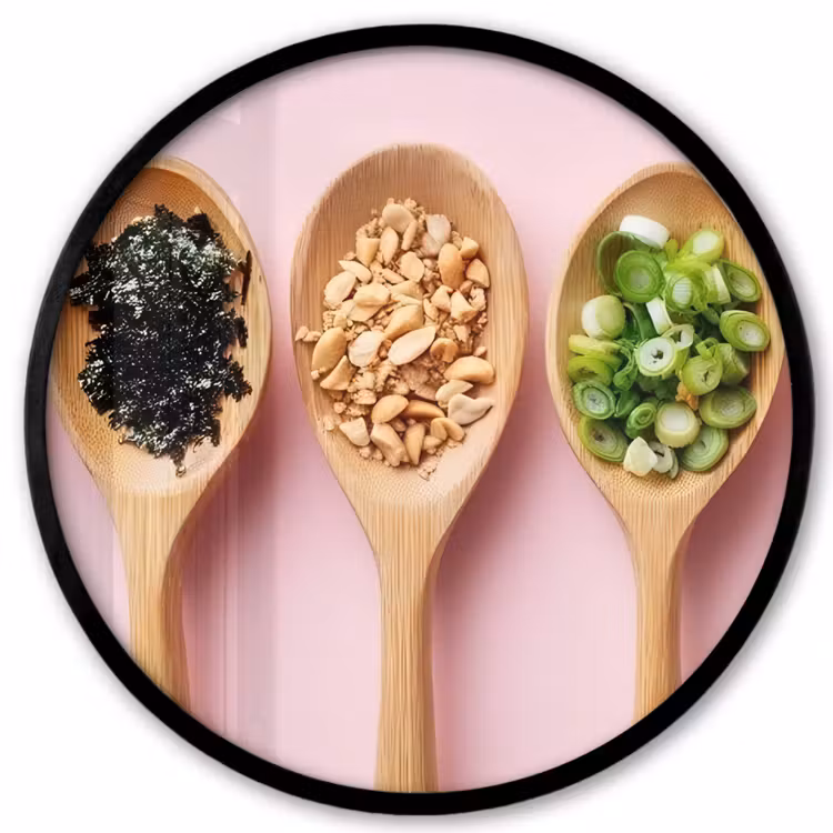 Ronde fotolijst - Ingrediënten - Lepels - Hout - Roze — 1