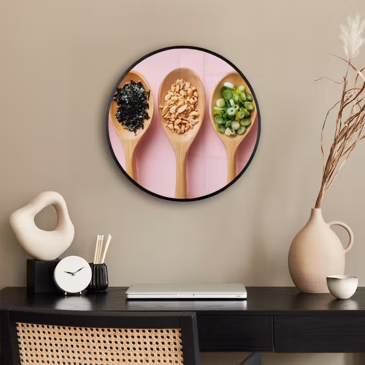 Ronde fotolijst - Ingrediënten - Lepels - Hout - Roze — 3