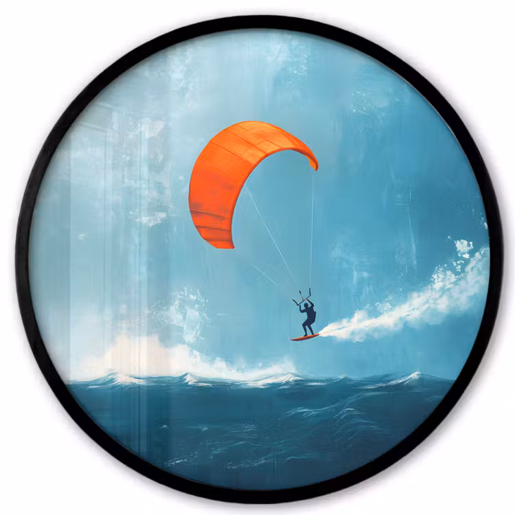 Ronde fotolijst - Kitesurfer - Oranje - Zee - Lucht — 1