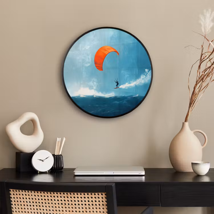 Ronde fotolijst - Kitesurfer - Oranje - Zee - Lucht — 3