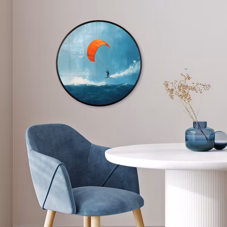 Ronde fotolijst - Kitesurfer - Oranje - Zee - Lucht — 4