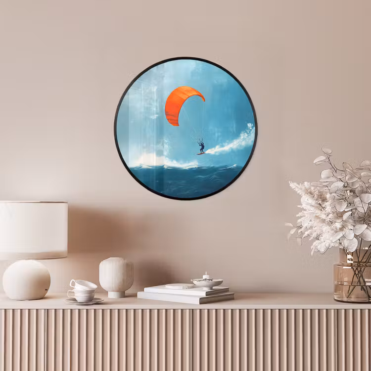 Ronde fotolijst - Kitesurfer - Oranje - Zee - Lucht — 5