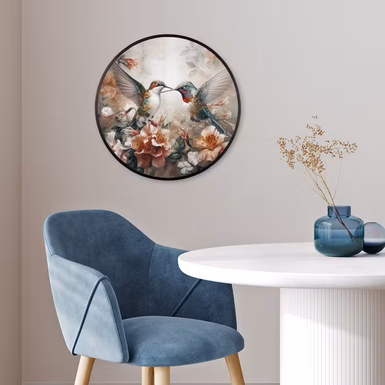 Ronde fotolijst - Kolibrie - Vogels - Bloemen - Natuur — 4