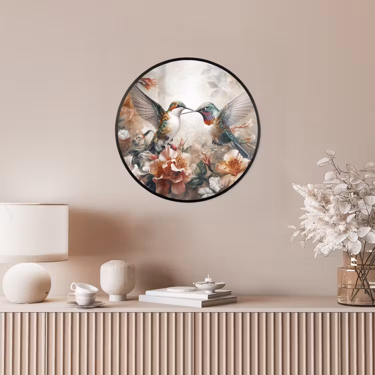 Ronde fotolijst - Kolibrie - Vogels - Bloemen - Natuur — 5