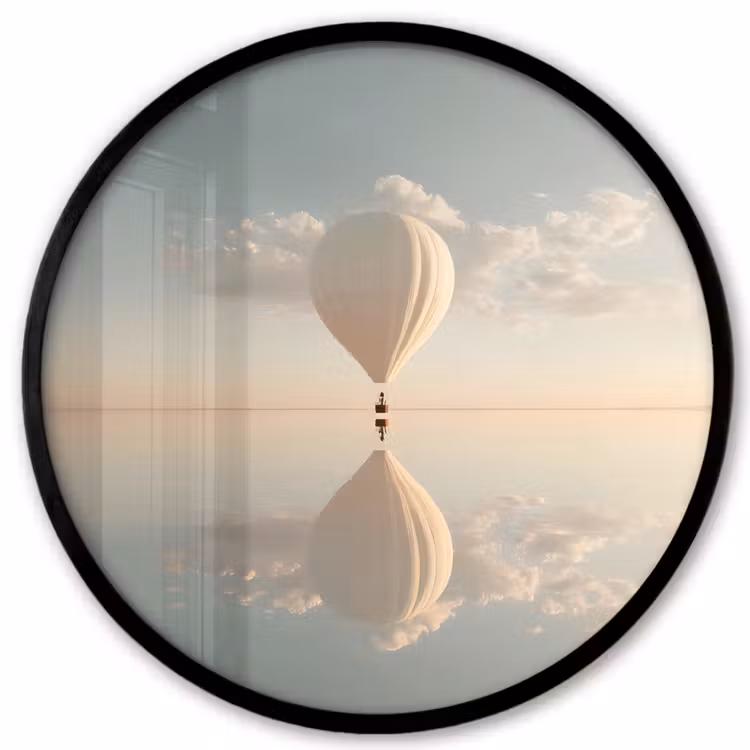 Ronde fotolijst - Luchtballon - Wolken - Water - Blauw — 1
