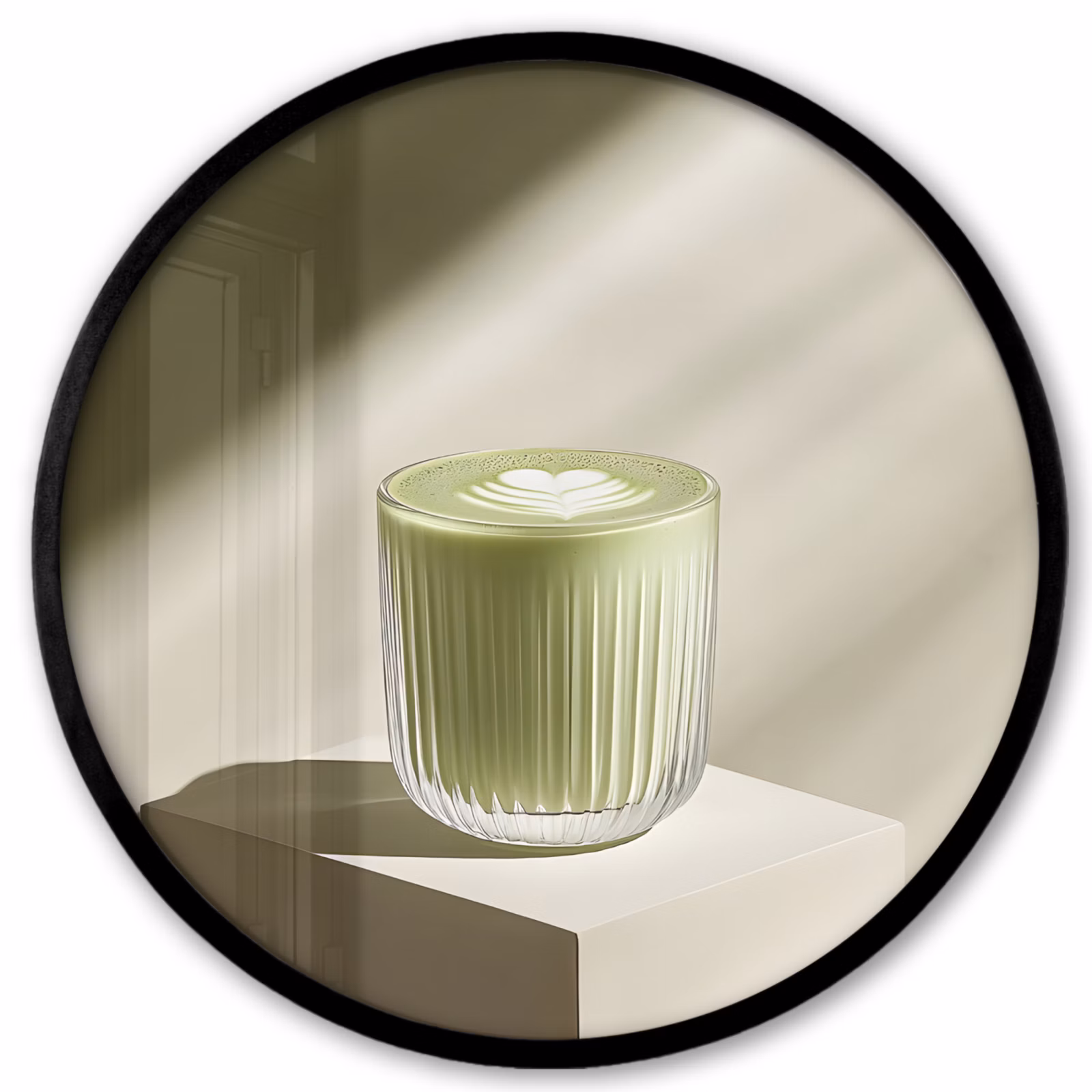 Ronde fotolijst - Matcha - Glas - Groen - Minimalistisch — 1