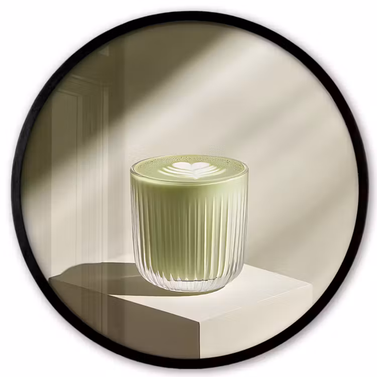 Ronde fotolijst - Matcha - Glas - Groen - Minimalistisch — 1