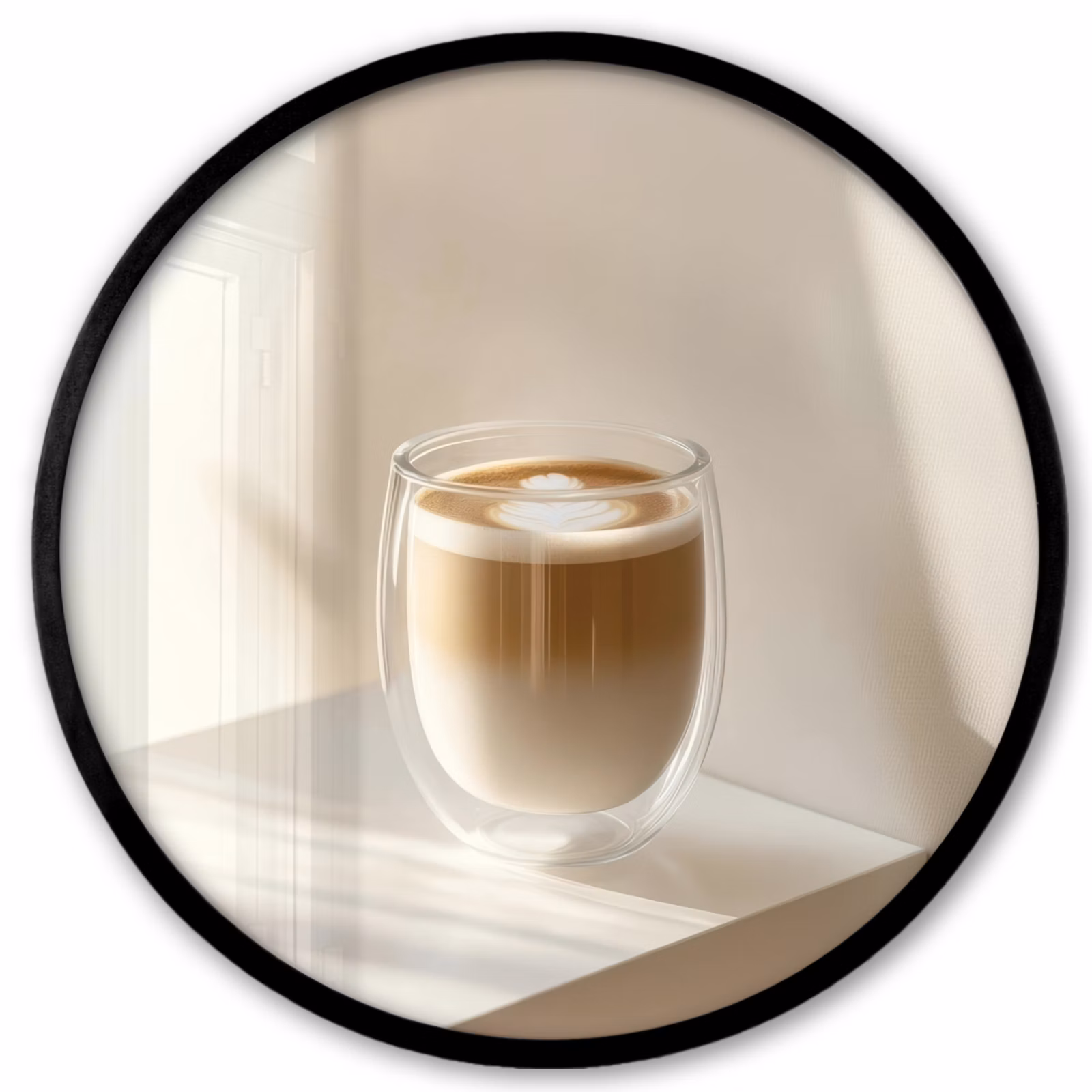 Ronde fotolijst - Mok - Latte - Minimalistisch - Schaduw — 1
