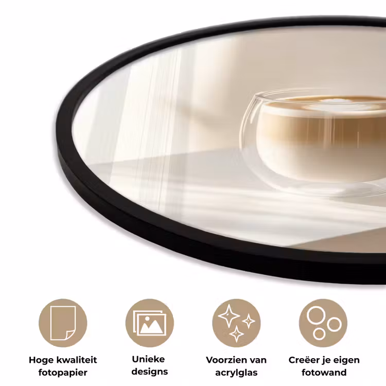 Ronde fotolijst - Mok - Latte - Minimalistisch - Schaduw — 2