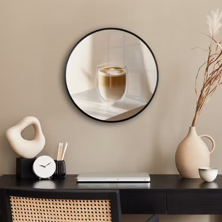 Ronde fotolijst - Mok - Latte - Minimalistisch - Schaduw — 3