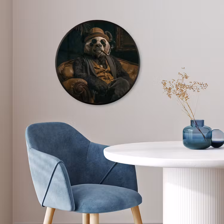 Ronde fotolijst - Panda - Hoed - Bril - Pak — 4