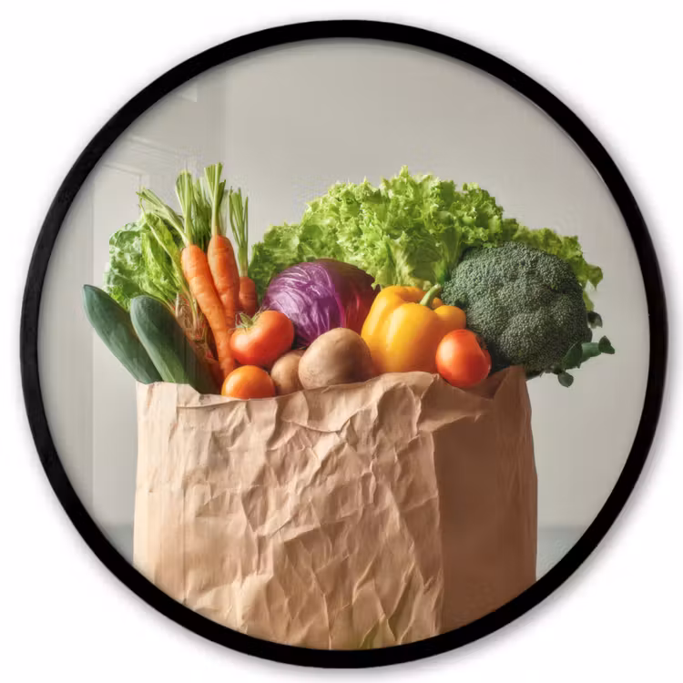 Ronde fotolijst - Papieren - Boodschappen - Groente - Kleurrijk — 1