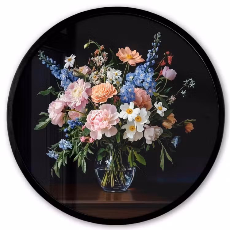 Ronde fotolijst - Pastel - Bloemen - Glazen - Vaas — 1