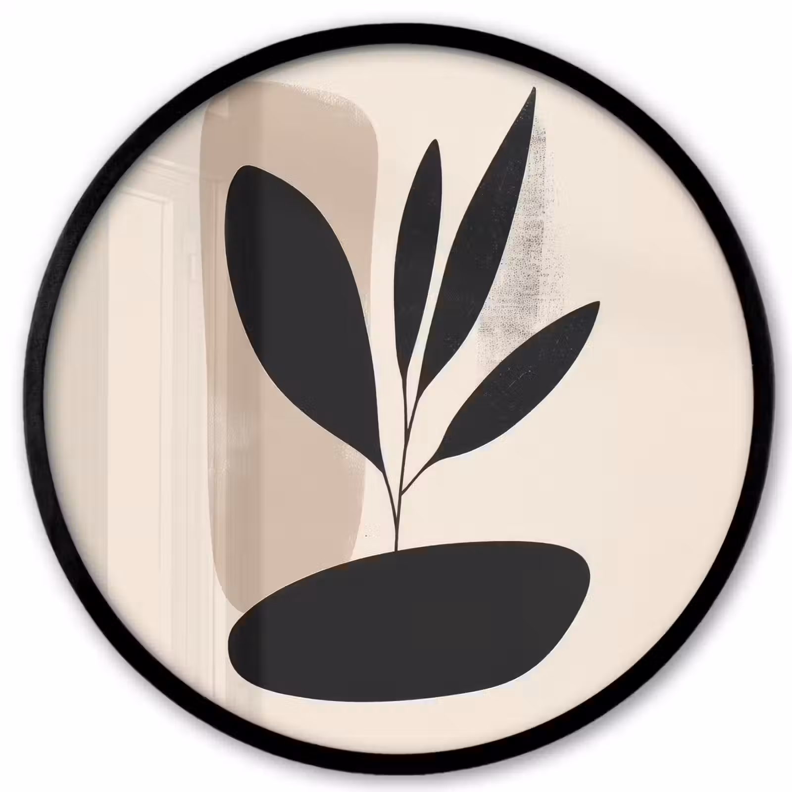 Ronde fotolijst - Plant - Beige - Japandi — 1