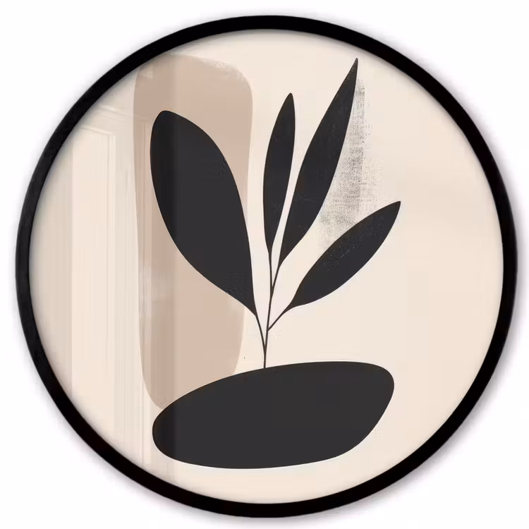 Ronde fotolijst - Plant - Beige - Japandi — 1