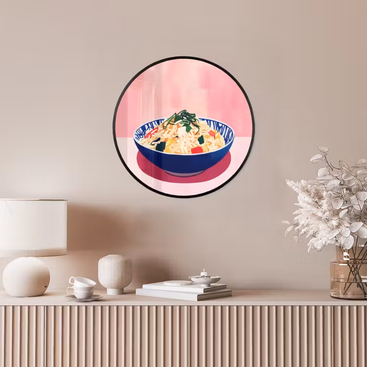Ronde fotolijst - Rijst - Illustratie - Kom - Groente — 5