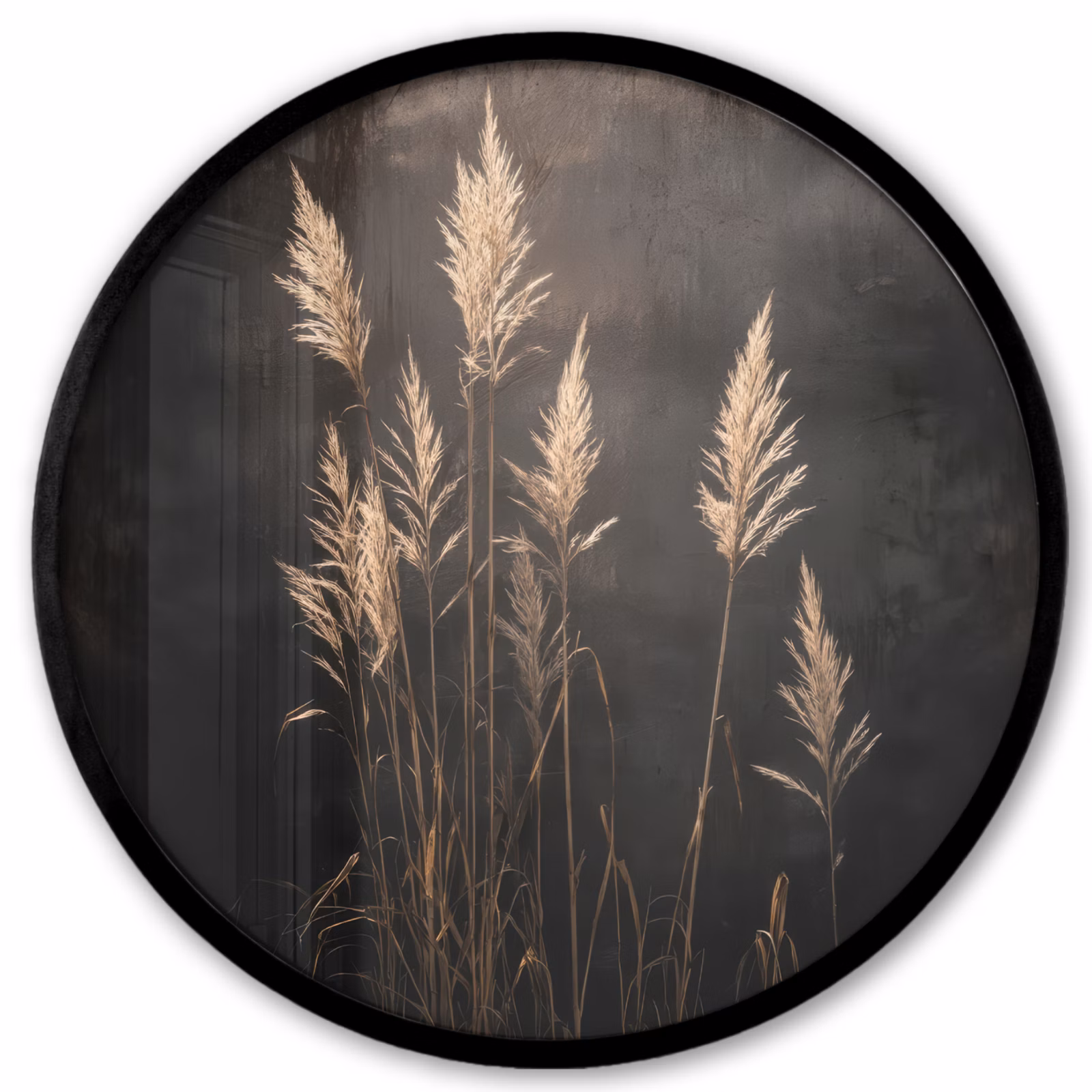 Ronde fotolijst - Siergras - Pluimen - Verlichting - Zwart — 1