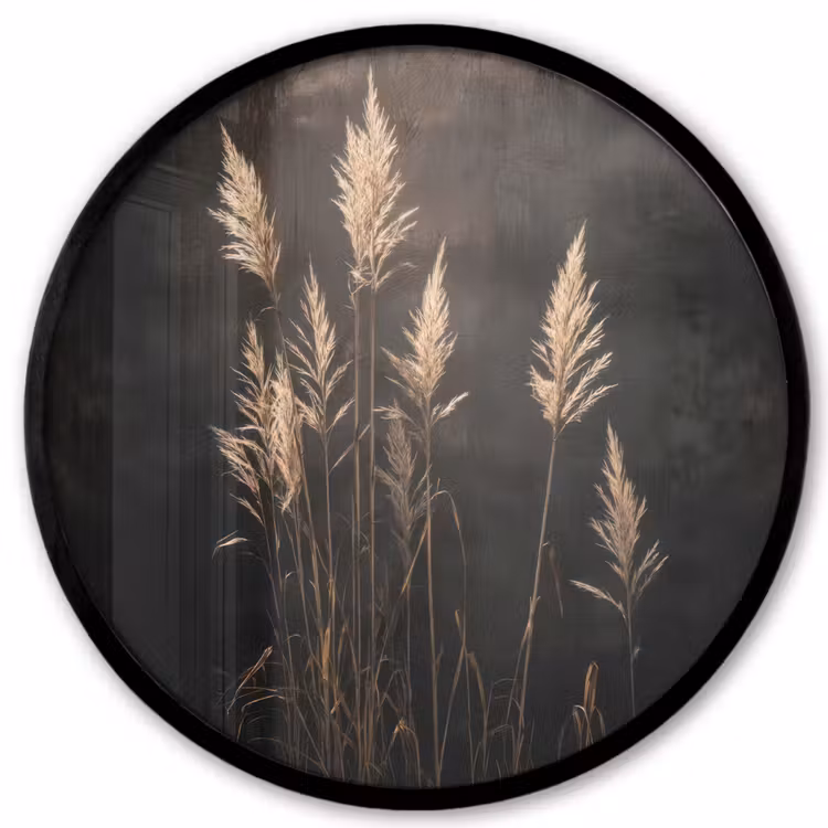 Ronde fotolijst - Siergras - Pluimen - Verlichting - Zwart — 1