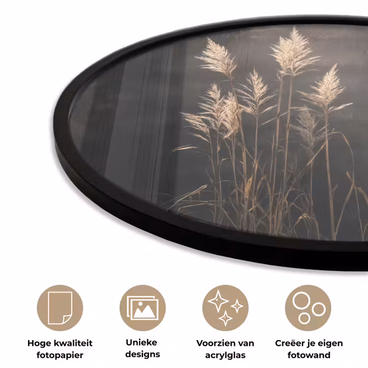 Ronde fotolijst - Siergras - Pluimen - Verlichting - Zwart — 2