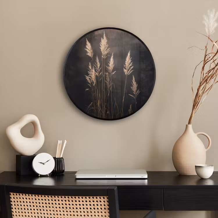 Ronde fotolijst - Siergras - Pluimen - Verlichting - Zwart — 3