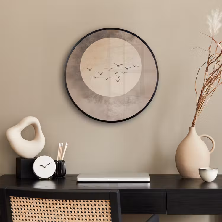 Ronde fotolijst - Vogel - Beige - Japandi — 3