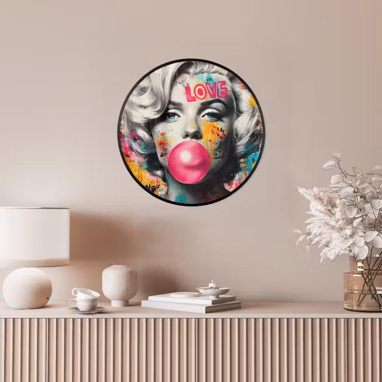Ronde fotolijst - Vrouw - Kauwgom - Graffiti - Neonkleuren — 5