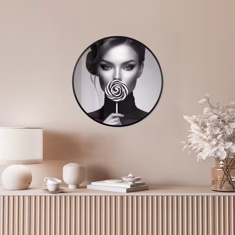 Ronde fotolijst - Vrouw - Lolly - Zwart — 5