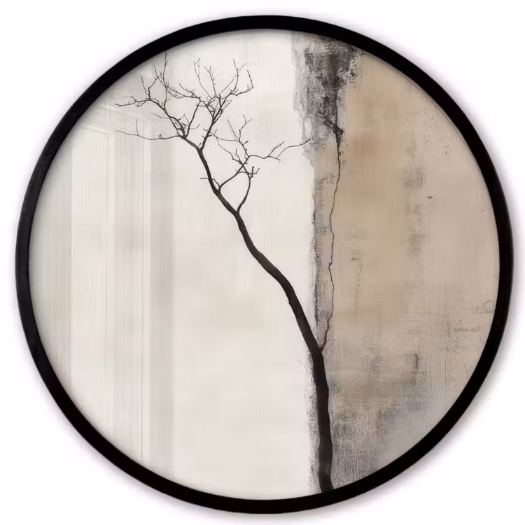 Ronde fotolijst - Wabi sabi - Plant - Beige — 1