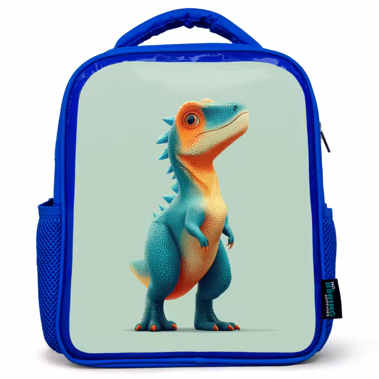 Rugzak kind - Blauw - Cartoon - Dino - Oranje - Stekels — 1