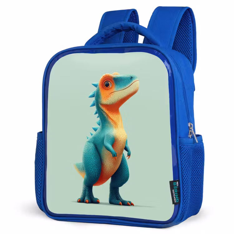 Rugzak kind - Blauw - Cartoon - Dino - Oranje - Stekels — 7