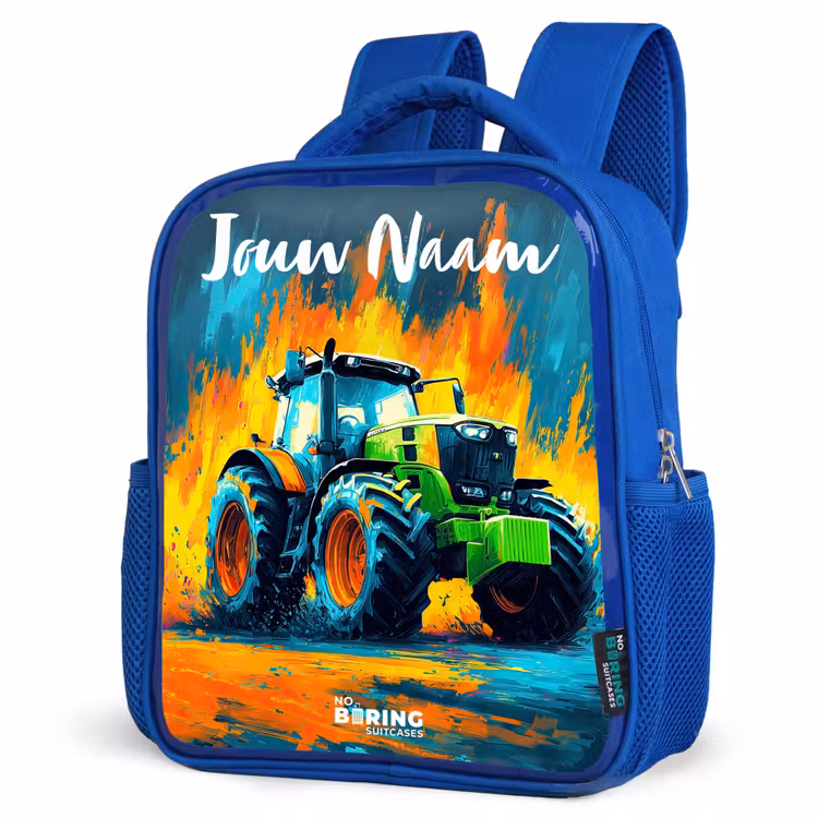 Rugzak kind met naam - Blauw Abstract - Tractor - Groen — 7
