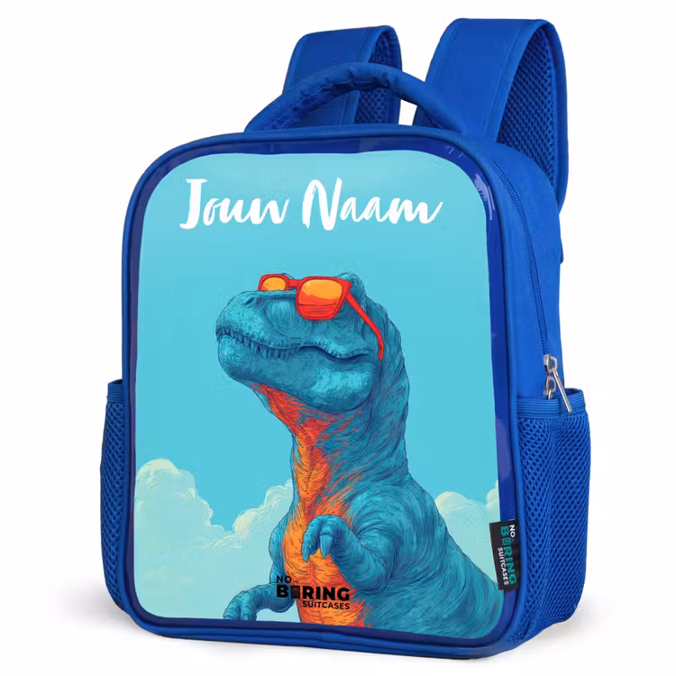 Rugzak kind met naam - Blauw Dino - Zonnebril - Blauw — 7