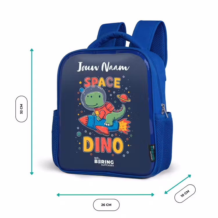 Rugzak kind met naam - Blauw Dinosaurus - Groen - Raket - Sterrenhemel — 5