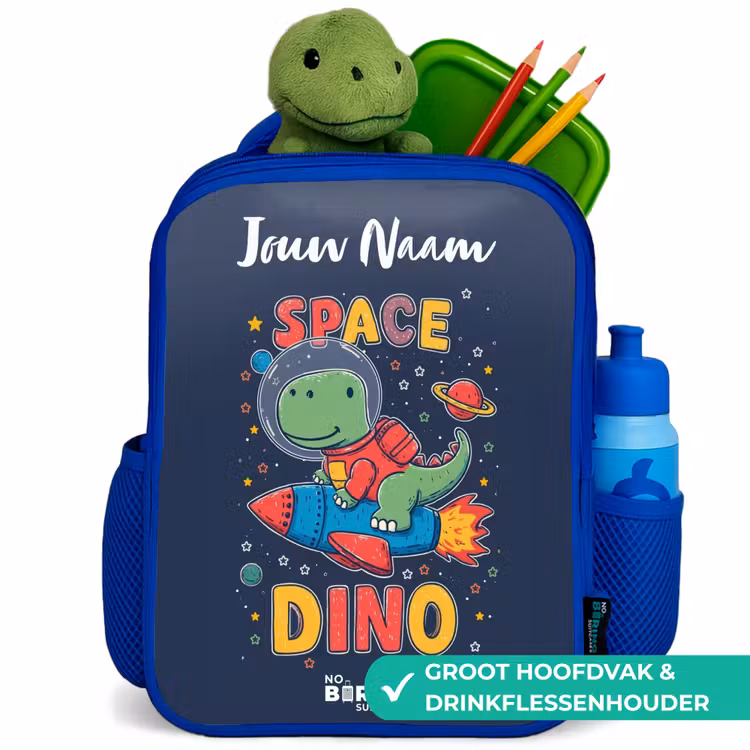 Rugzak kind met naam - Blauw Dinosaurus - Groen - Raket - Sterrenhemel — 6
