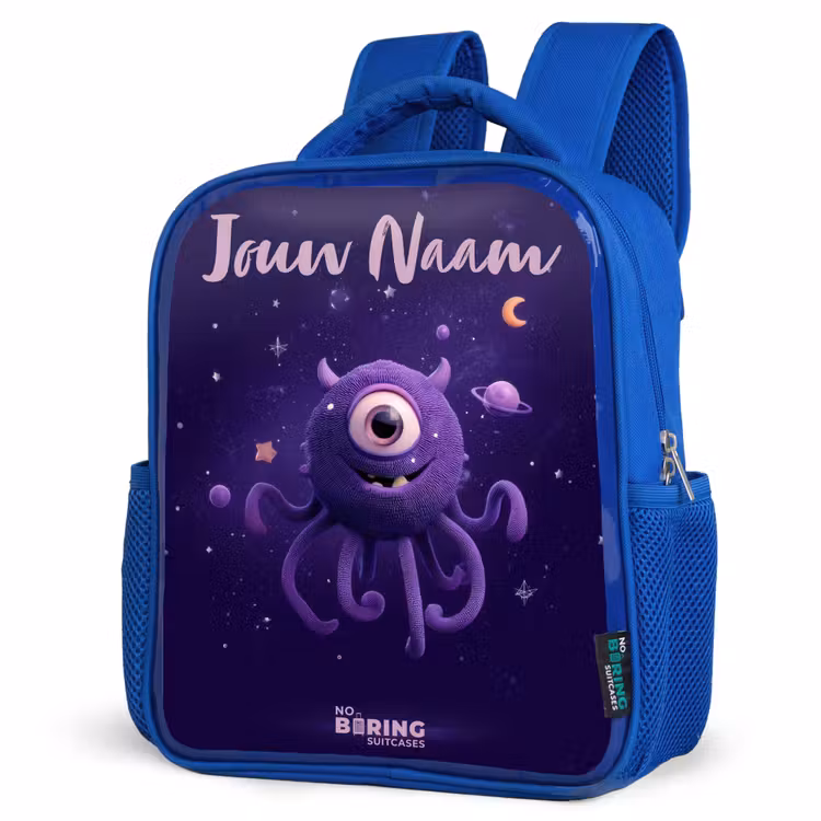 Rugzak kind met naam - Blauw Kosmisch tentakelmonster — 7